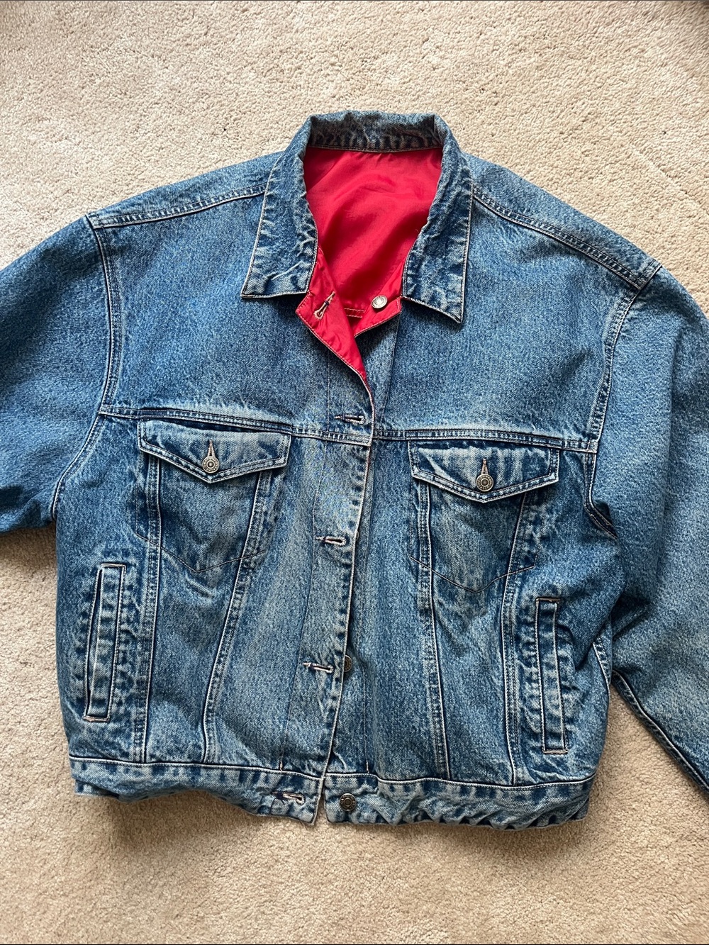 Vintage Reversible GAP Denim/Red Trucker Jacket